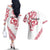 All White Maori Tribal Tattoo Personalised Couples Matching Off The Shoulder Long Sleeve Dress and Hawaiian Shirt Classic Red Polynesian Style - Polynesian Pride