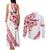 All White Maori Tribal Tattoo Personalised Couples Matching Tank Maxi Dress and Long Sleeve Button Shirt Classic Red Polynesian Style - Polynesian Pride