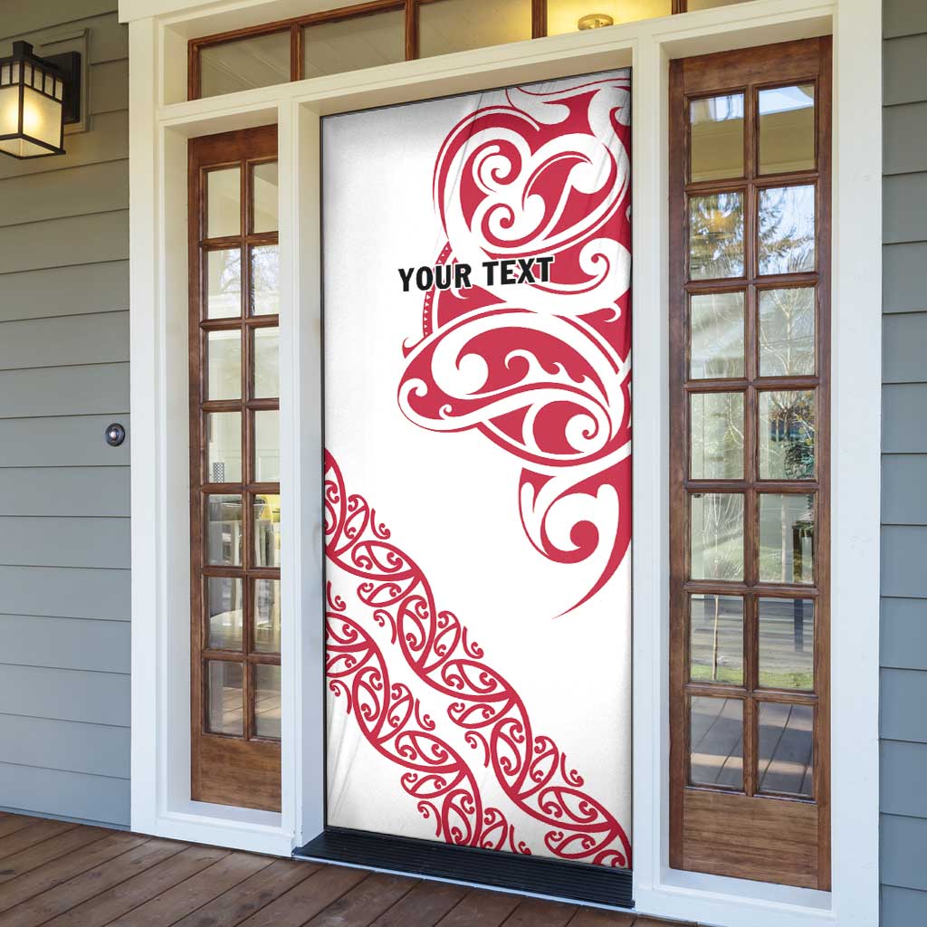 All White Maori Tribal Tattoo Personalised Door Cover Classic Red Polynesian Style - Polynesian Pride