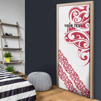 All White Maori Tribal Tattoo Personalised Door Cover Classic Red Polynesian Style - Polynesian Pride