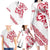 All White Maori Tribal Tattoo Personalised Family Matching Long Sleeve Bodycon Dress and Hawaiian Shirt Classic Red Polynesian Style - Polynesian Pride