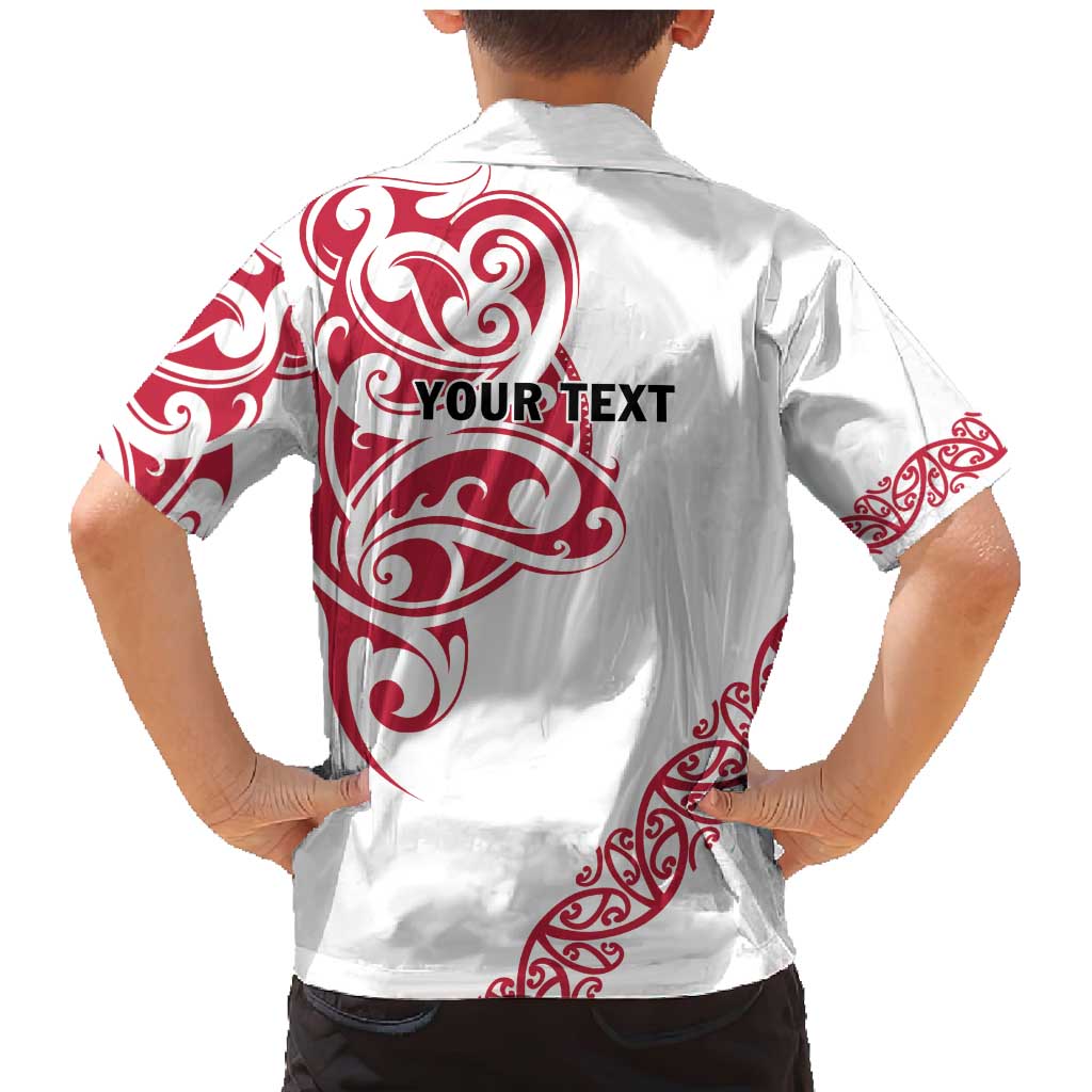 All White Maori Tribal Tattoo Personalised Family Matching Mermaid Dress and Hawaiian Shirt Classic Red Polynesian Style - Polynesian Pride