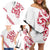 All White Maori Tribal Tattoo Personalised Family Matching Off Shoulder Short Dress and Hawaiian Shirt Classic Red Polynesian Style - Polynesian Pride