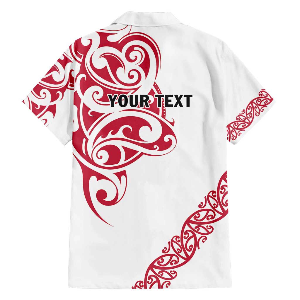 All White Maori Tribal Tattoo Personalised Family Matching Off Shoulder Short Dress and Hawaiian Shirt Classic Red Polynesian Style - Polynesian Pride