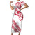 All White Maori Tribal Tattoo Personalised Family Matching Short Sleeve Bodycon Dress and Hawaiian Shirt Classic Red Polynesian Style - Polynesian Pride