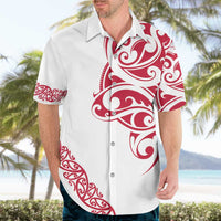 All White Maori Tribal Tattoo Personalised Hawaiian Shirt Classic Red Polynesian Style - Polynesian Pride