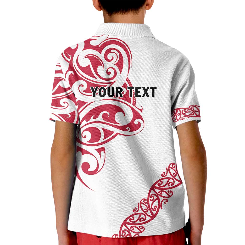 All White Maori Tribal Tattoo Personalised Kid Polo Shirt Classic Red Polynesian Style LT9 - Polynesian Pride