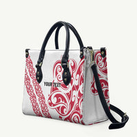 All White Maori Tribal Tattoo Personalised Leather Bag Classic Red Polynesian Style - Polynesian Pride