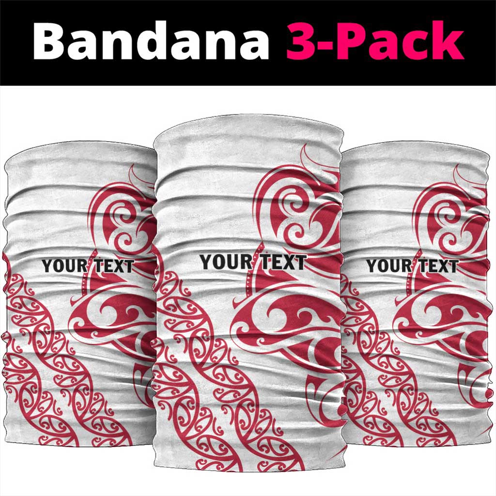 All White Maori Tribal Tattoo Personalised Neck Gaiter Classic Red Polynesian Style LT9