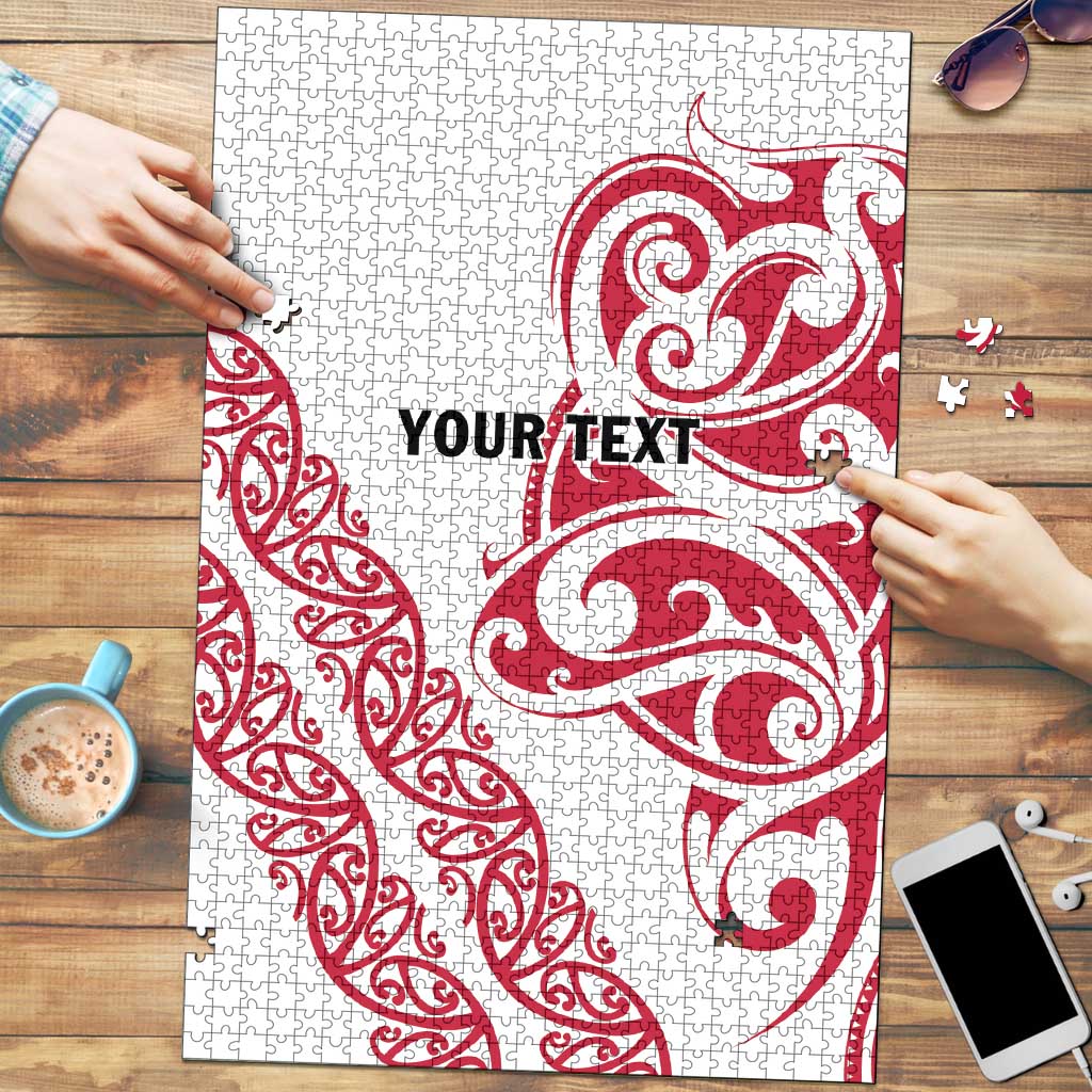 All White Maori Tribal Tattoo Personalised Puzzle Classic Red Polynesian Style - Polynesian Pride