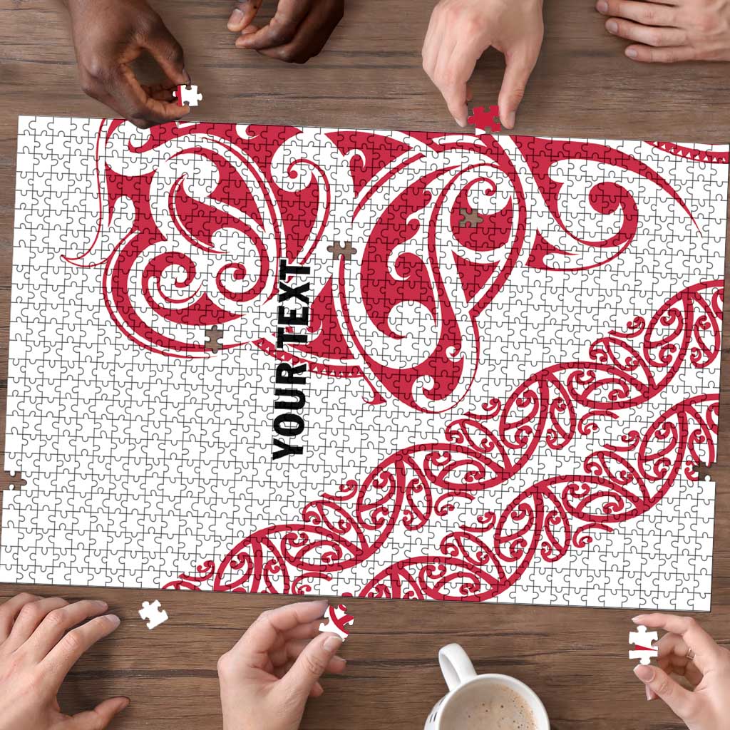 All White Maori Tribal Tattoo Personalised Puzzle Classic Red Polynesian Style - Polynesian Pride