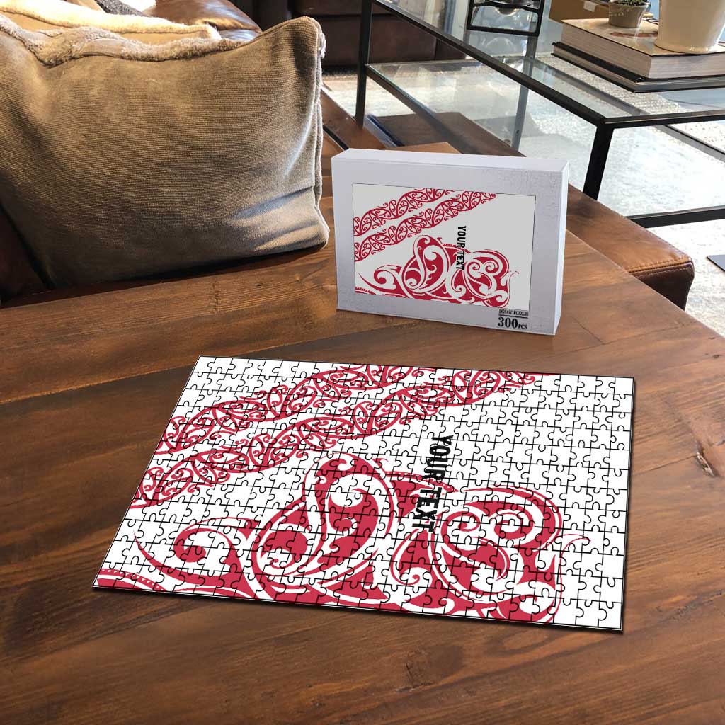 All White Maori Tribal Tattoo Personalised Puzzle Classic Red Polynesian Style - Polynesian Pride