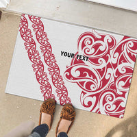 All White Maori Tribal Tattoo Personalised Rubber Doormat Classic Red Polynesian Style - Polynesian Pride