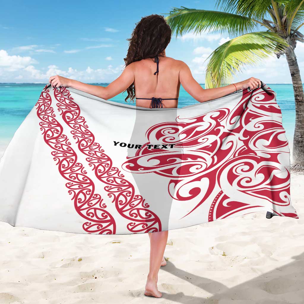 All White Maori Tribal Tattoo Personalised Sarong Classic Red Polynesian Style - Polynesian Pride