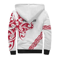 All White Maori Tribal Tattoo Personalised Sherpa Hoodie Classic Red Polynesian Style - Polynesian Pride