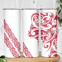 All White Maori Tribal Tattoo Personalised Skinny Tumbler Classic Red Polynesian Style - Polynesian Pride