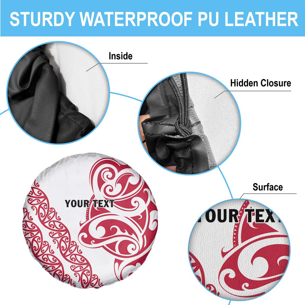 All White Maori Tribal Tattoo Personalised Spare Tire Cover Classic Red Polynesian Style LT9 - Polynesian Pride