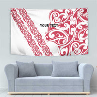 All White Maori Tribal Tattoo Personalised Tapestry Classic Red Polynesian Style - Polynesian Pride