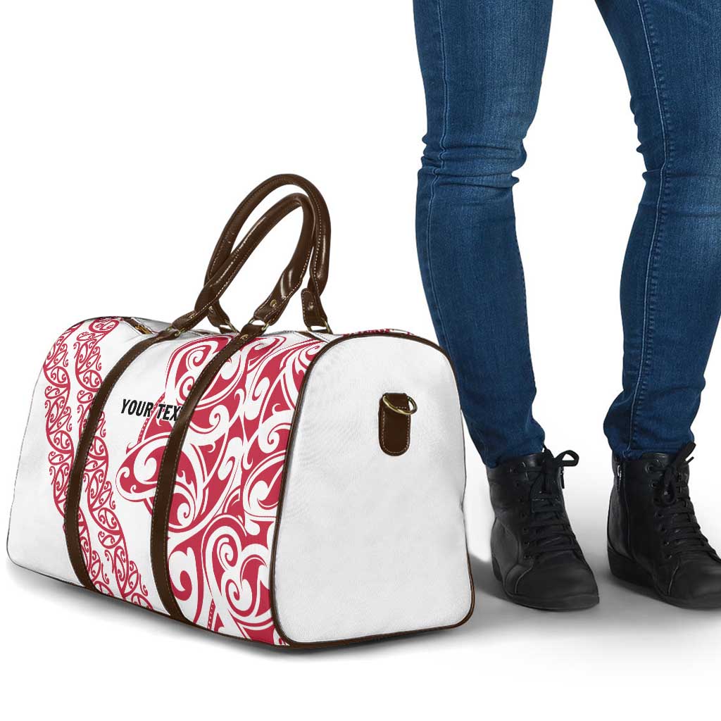 All White Maori Tribal Tattoo Personalised Travel Bag Classic Red Polynesian Style - Polynesian Pride