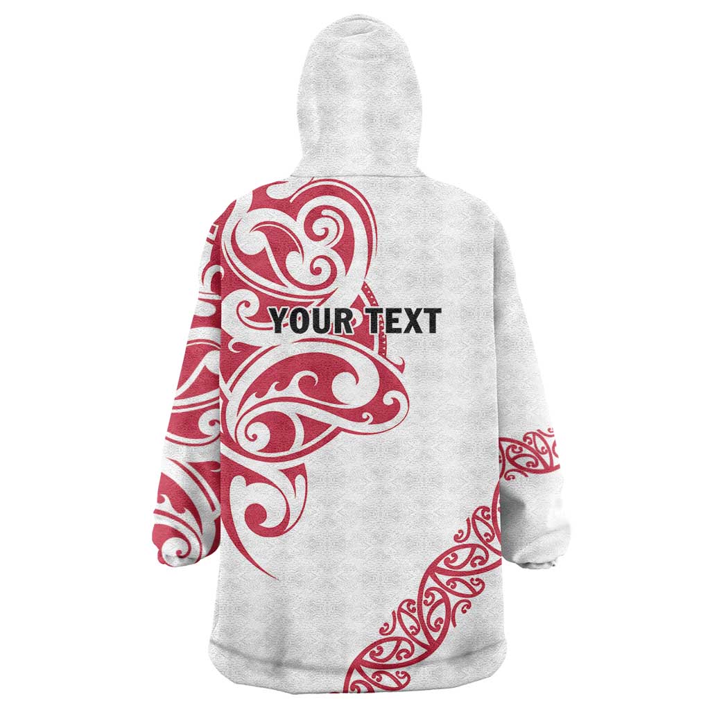All White Maori Tribal Tattoo Personalised Wearable Blanket Hoodie Classic Red Polynesian Style LT9 - Polynesian Pride
