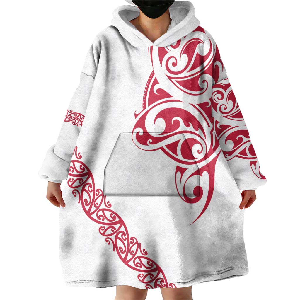 All White Maori Tribal Tattoo Personalised Wearable Blanket Hoodie Classic Red Polynesian Style LT9 - Polynesian Pride