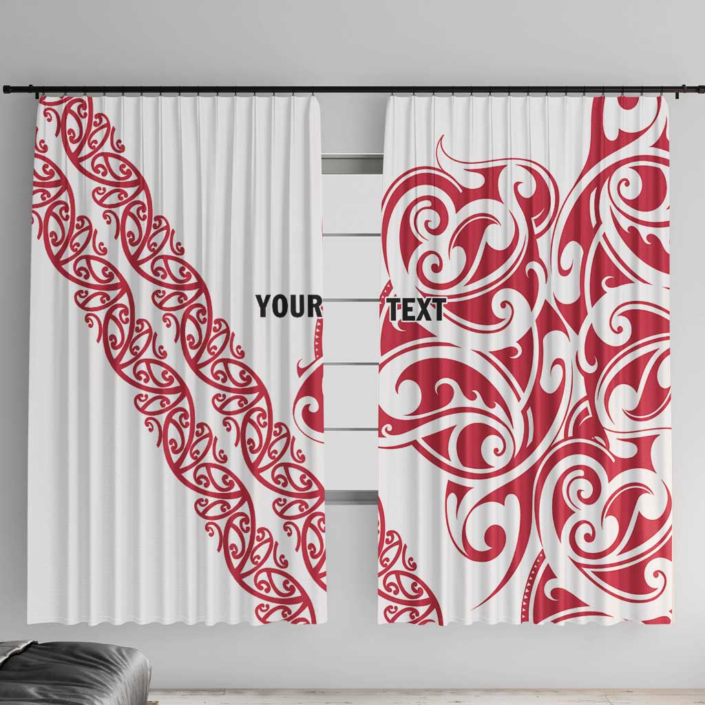 All White Maori Tribal Tattoo Personalised Window Curtain Classic Red Polynesian Style - Polynesian Pride