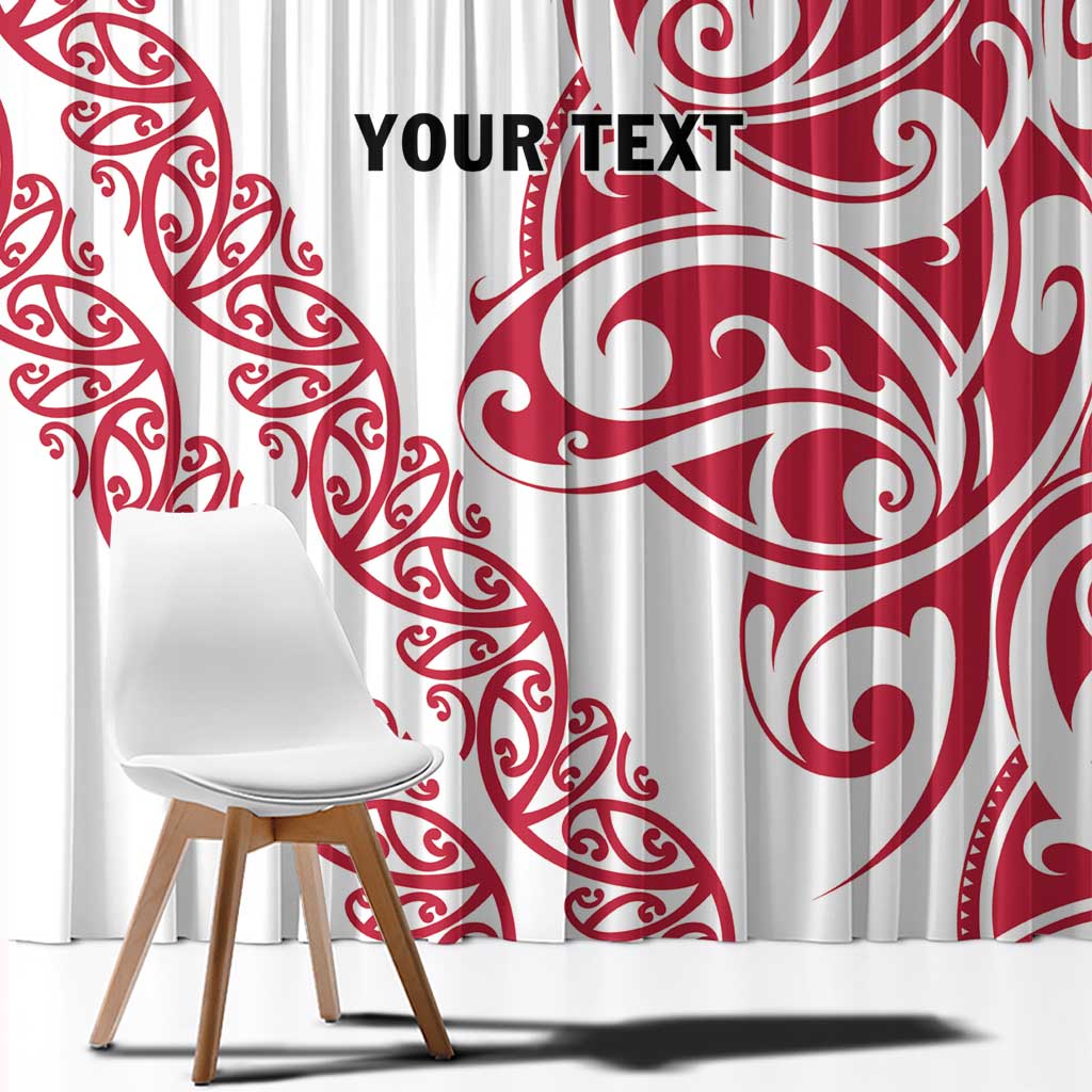 All White Maori Tribal Tattoo Personalised Window Curtain Classic Red Polynesian Style LT9 - Polynesian Pride