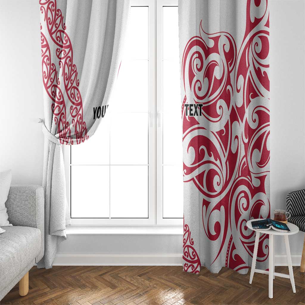 All White Maori Tribal Tattoo Personalised Window Curtain Classic Red Polynesian Style LT9 - Polynesian Pride