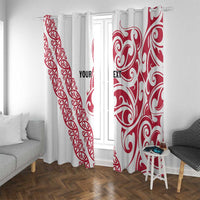 All White Maori Tribal Tattoo Personalised Window Curtain Classic Red Polynesian Style LT9 With Grommets Red - Polynesian Pride