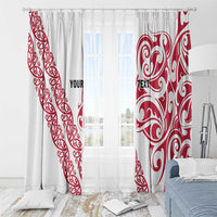 All White Maori Tribal Tattoo Personalised Window Curtain Classic Red Polynesian Style LT9 - Polynesian Pride