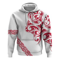 All White Maori Tribal Tattoo Personalised Zip Hoodie Classic Red Polynesian Style - Polynesian Pride