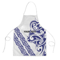 All White Maori Tribal Tattoo Personalised Apron Dark Blue Polynesian Style - Polynesian Pride