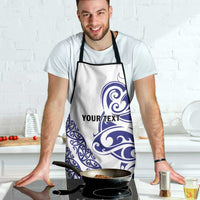 All White Maori Tribal Tattoo Personalised Apron Dark Blue Polynesian Style - Polynesian Pride