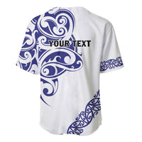 All White Maori Tribal Tattoo Personalised Baseball Jersey Dark Blue Polynesian Style - Polynesian Pride