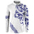 All White Maori Tribal Tattoo Personalised Button Sweatshirt Dark Blue Polynesian Style - Polynesian Pride