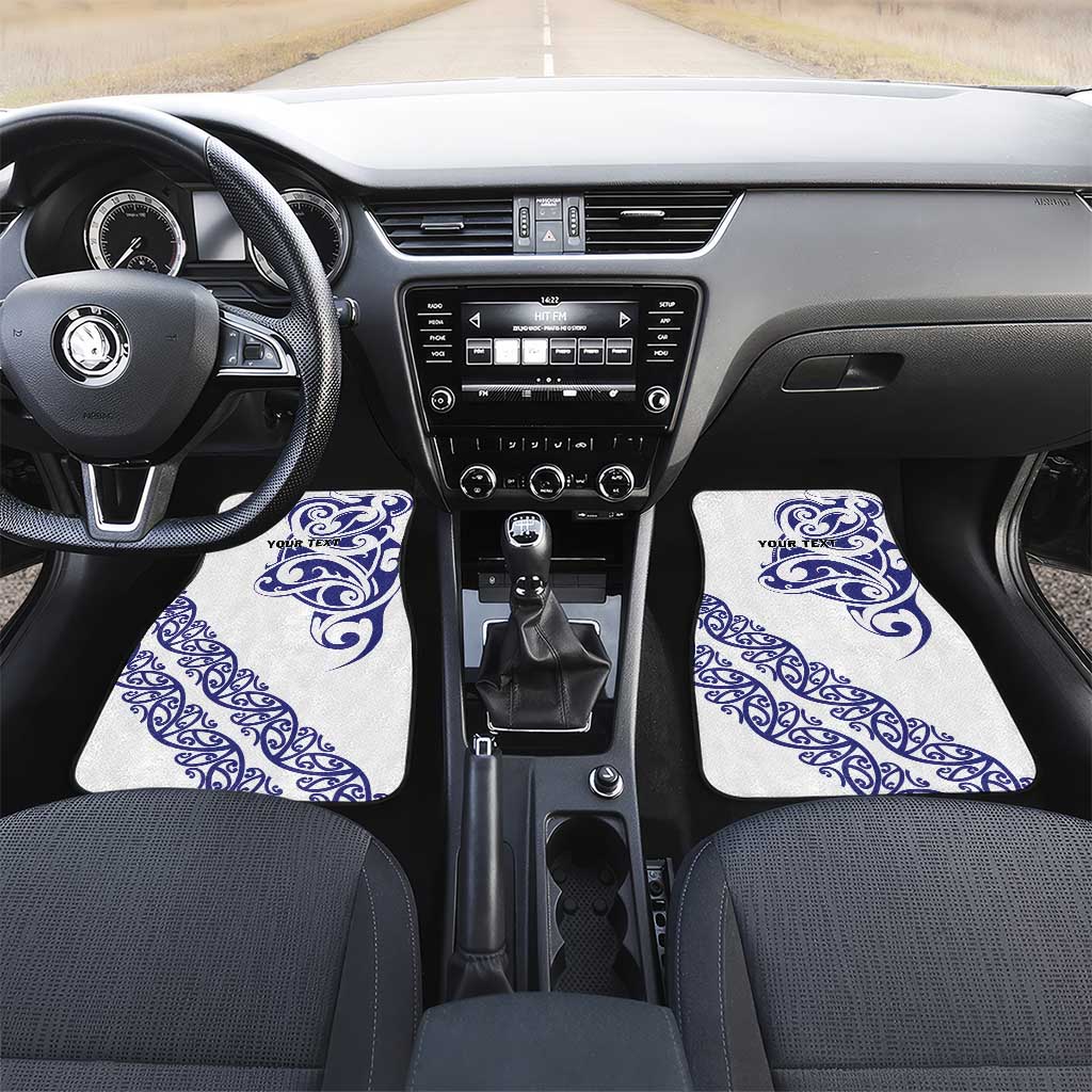 All White Maori Tribal Tattoo Personalised Car Mats Dark Blue Polynesian Style - Polynesian Pride