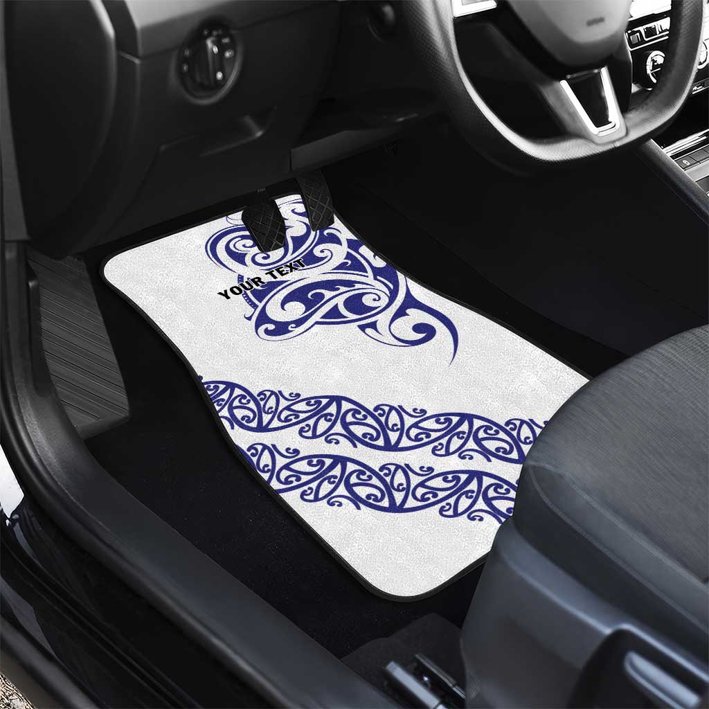 All White Maori Tribal Tattoo Personalised Car Mats Dark Blue Polynesian Style - Polynesian Pride