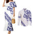All White Maori Tribal Tattoo Personalised Couples Matching Mermaid Dress and Long Sleeve Button Shirt Dark Blue Polynesian Style - Polynesian Pride
