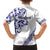 All White Maori Tribal Tattoo Personalised Family Matching Off The Shoulder Long Sleeve Dress and Hawaiian Shirt Dark Blue Polynesian Style - Polynesian Pride