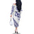 All White Maori Tribal Tattoo Personalised Family Matching Off The Shoulder Long Sleeve Dress and Hawaiian Shirt Dark Blue Polynesian Style - Polynesian Pride