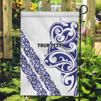 All White Maori Tribal Tattoo Personalised Garden Flag Dark Blue Polynesian Style - Polynesian Pride