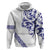 All White Maori Tribal Tattoo Personalised Hoodie Dark Blue Polynesian Style - Polynesian Pride