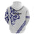 All White Maori Tribal Tattoo Personalised Hoodie Dark Blue Polynesian Style - Polynesian Pride