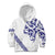 All White Maori Tribal Tattoo Personalised Kid Hoodie Dark Blue Polynesian Style - Polynesian Pride