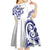 All White Maori Tribal Tattoo Personalised Kid Short Sleeve Dress Dark Blue Polynesian Style - Polynesian Pride