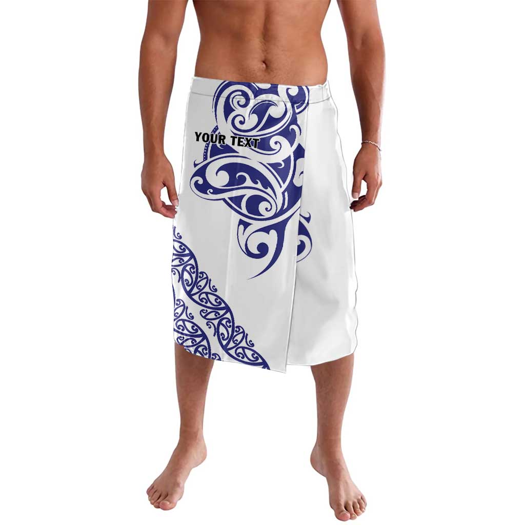 All White Maori Tribal Tattoo Personalised Lavalava Dark Blue Polynesian Style - Polynesian Pride