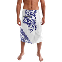 All White Maori Tribal Tattoo Personalised Lavalava Dark Blue Polynesian Style - Polynesian Pride