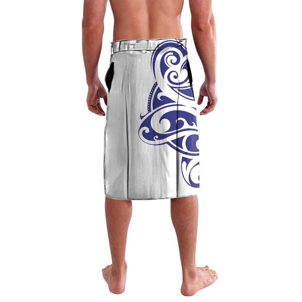 All White Maori Tribal Tattoo Personalised Lavalava Dark Blue Polynesian Style - Polynesian Pride