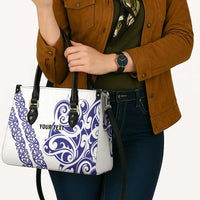 All White Maori Tribal Tattoo Personalised Leather Bag Dark Blue Polynesian Style - Polynesian Pride