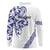 All White Maori Tribal Tattoo Personalised Long Sleeve Polo Shirt Dark Blue Polynesian Style - Polynesian Pride